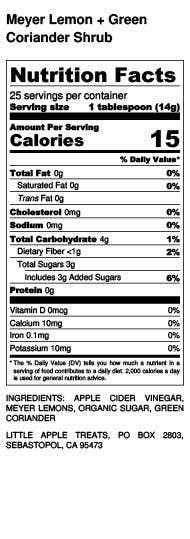 Meyer Lemon + Green Coriander Shrub