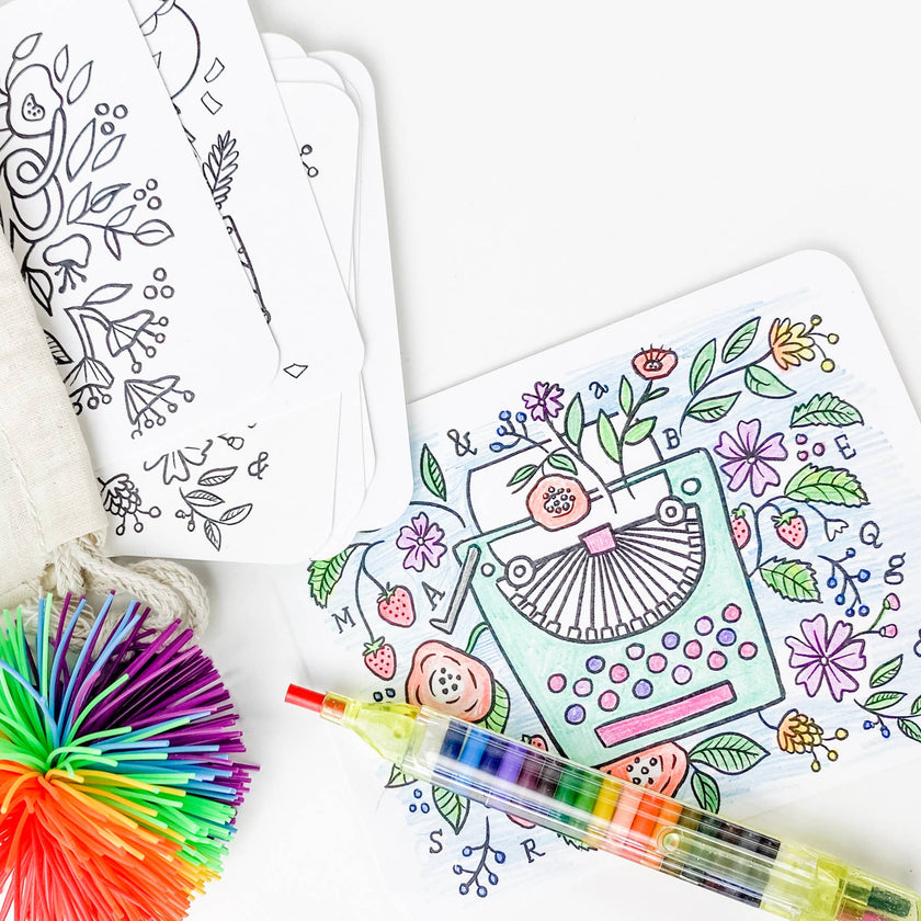 Color-In Postcard Kit - Floral