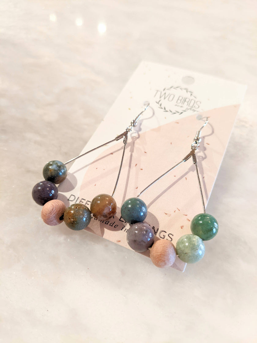 Fancy Jasper & Rosewood - Teardrop Diffuser Earrings