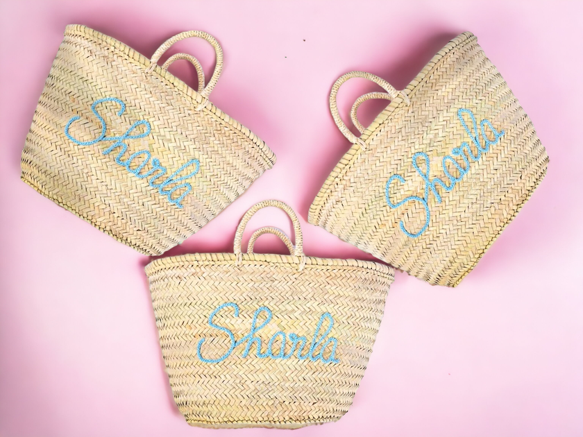 French straw shopping tote