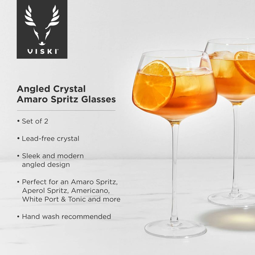 Raye™ Angled Crystal Stemmed Amaro Spritz Glasses - Set of 2
