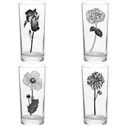 Flowers Black Collins Glass Quad Boxed Mixed Pack Set