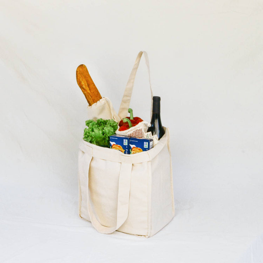 Organic Cotton Deluxe Grocery Bag w/ Sleeves