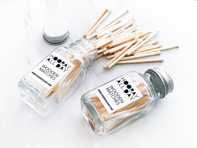 Colorful Wooden Matches In Little Glass Bottle 