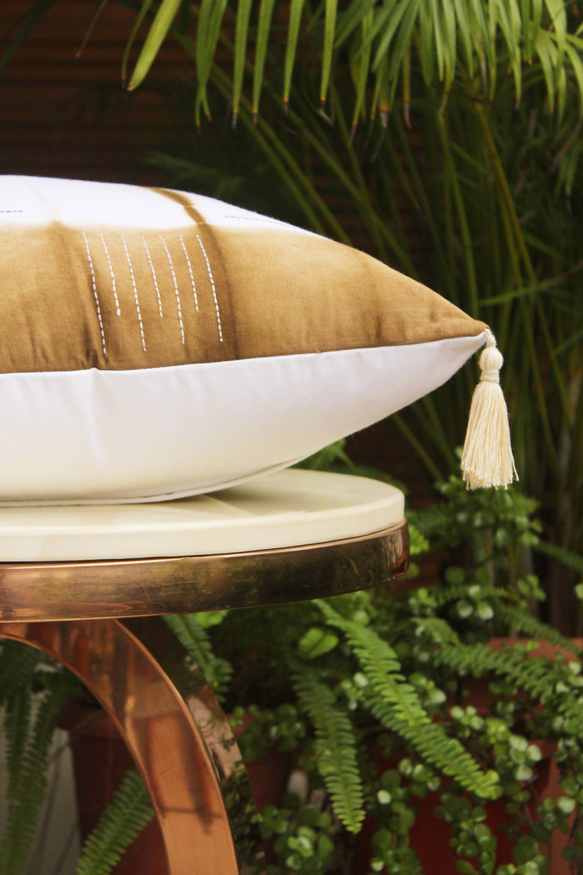 Euphoria Cotton Tie & Dye Pale Brown Throw Pillow