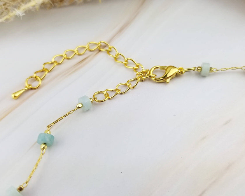 18K Dainty Gold Gemstone Choker