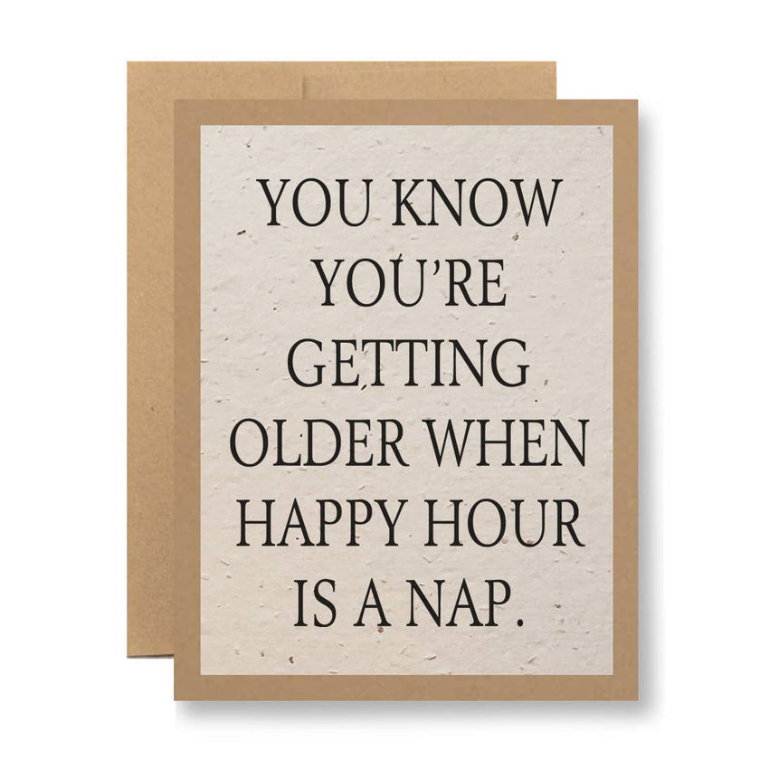 Birthday Card - happy hour is a nap - Seed Paper Card