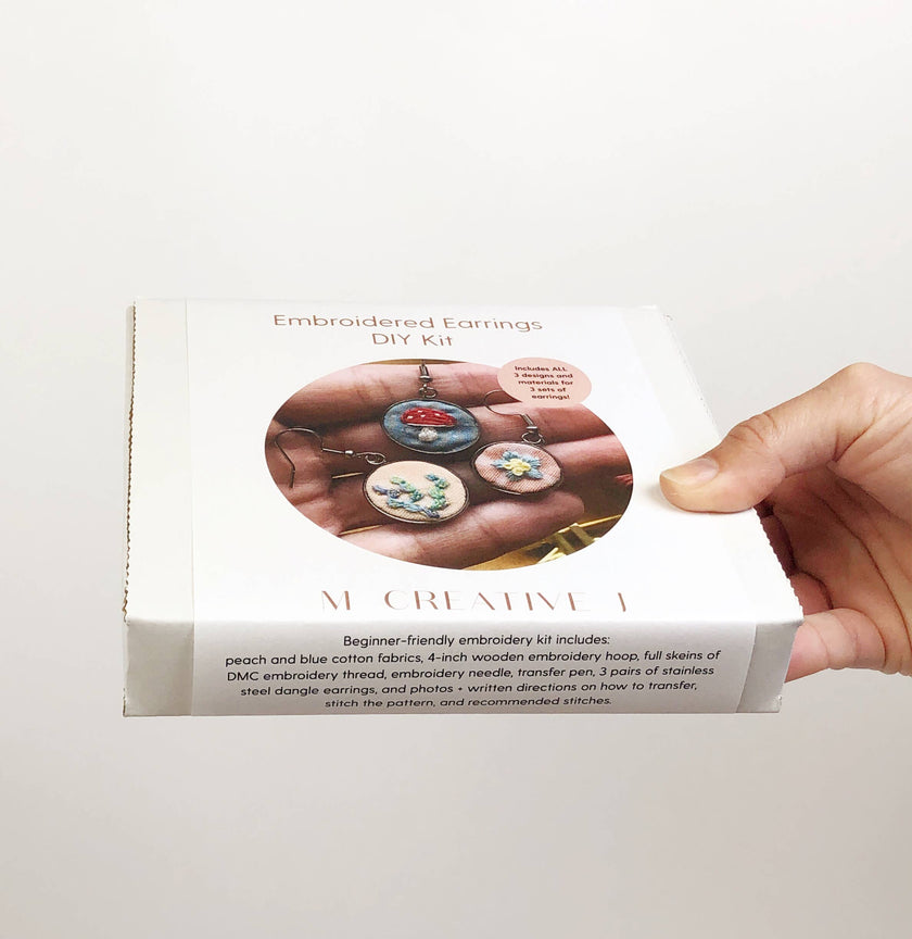 Earrings - Beginner Hand Embroidery DIY Craft Kit