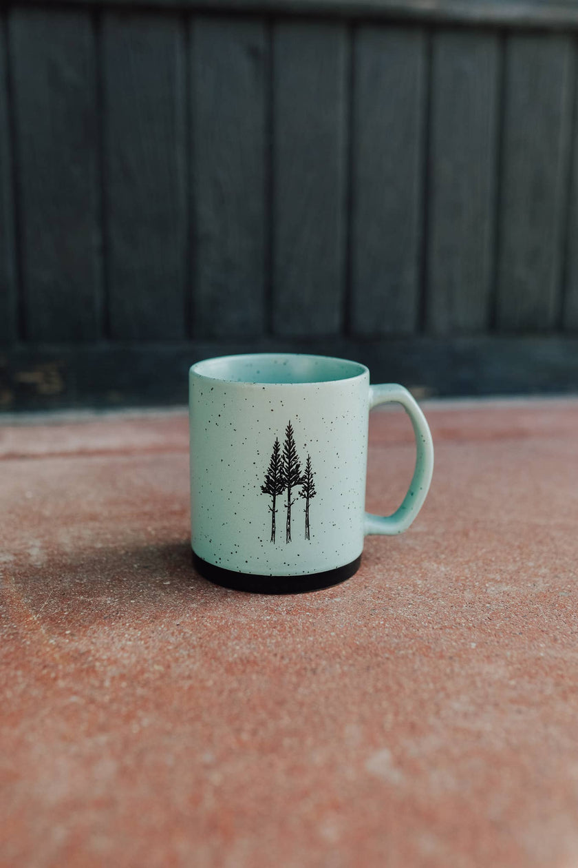 Rustic Three Tree Ceramic Mug Sage