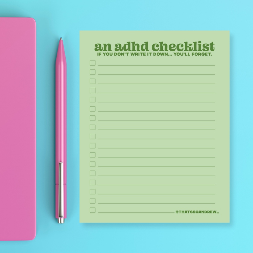 An ADHD Checklist Notepad