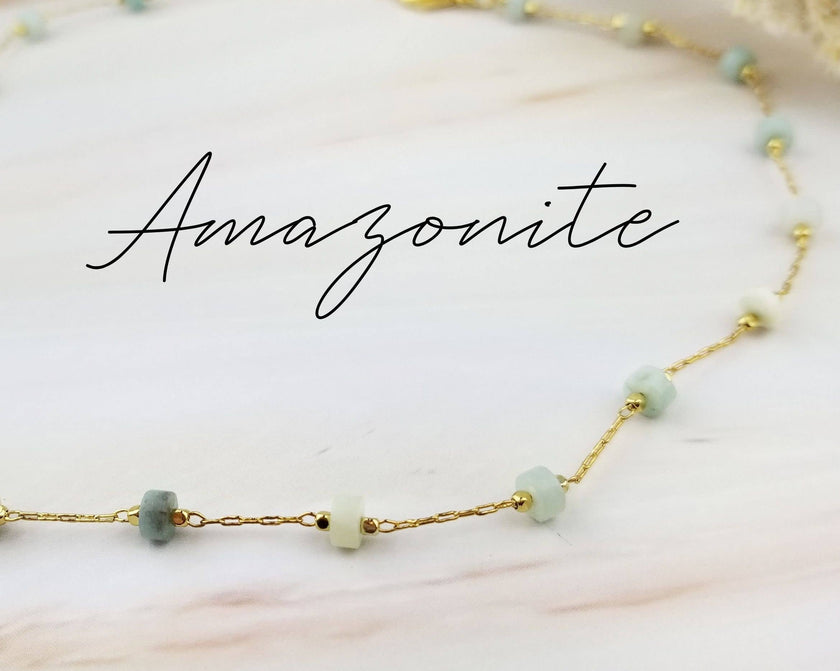 18K Dainty Gold Gemstone Choker