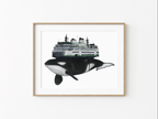 Orca Ferry Undertow Hand-Embellished Giclee Print