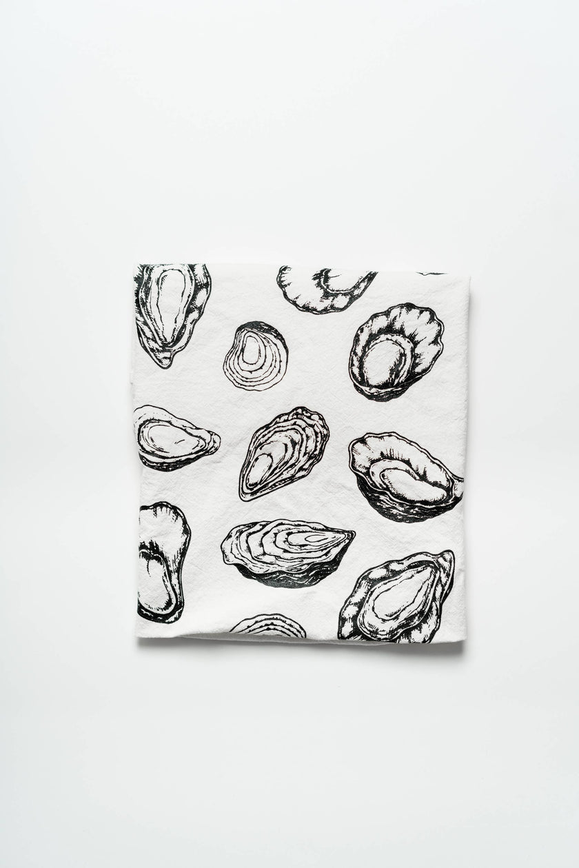 Oyster Printed 100% Cotton Kitchen Tea Towel