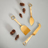 Rattan-Wrapped Gold Cheese Knife Set