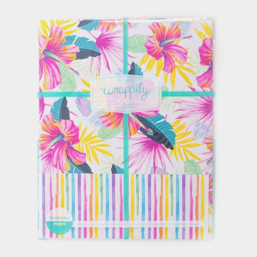 Hibiscus Fan Palm • Double-sided Eco Wrapping Paper•Everyday