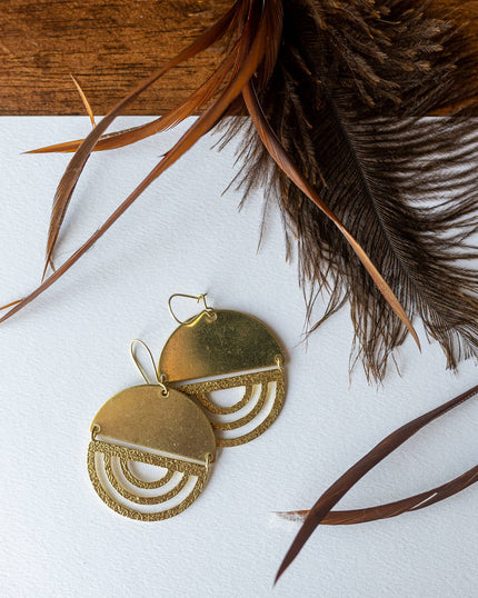 Brass Geo Arc Earrings