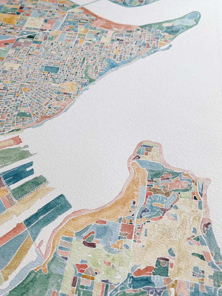 Tacoma Watercolor Map Print