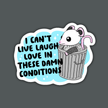 Can't Live Laugh Love in These Conditions Possum Sticker