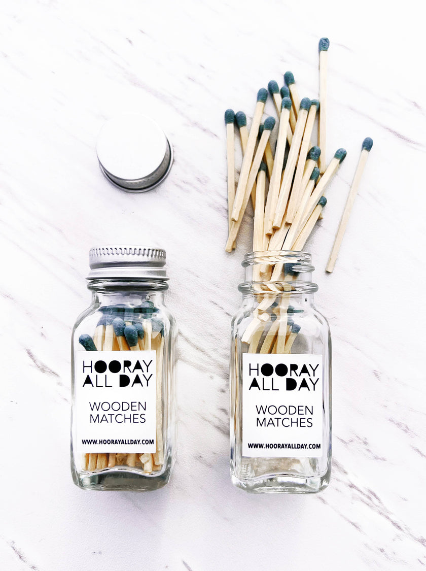 Colorful Wooden Matches In Little Glass Bottle 
