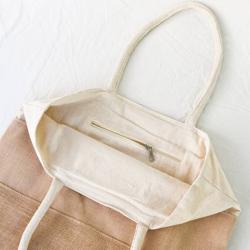 Tricolor Cotton & Jute Shoulder Bag