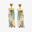 Lilah Semi-Precious Stone Post Organic Beaded Fringe Earrings