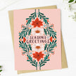 Season's Greetings Winter Floral Pattern Holiday Card