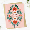 Season's Greetings Winter Floral Pattern Holiday Card
