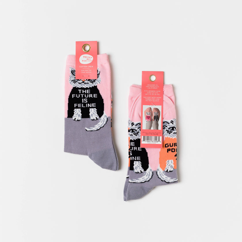 Future Is Feline Crew Socks - Women's Crew Socks