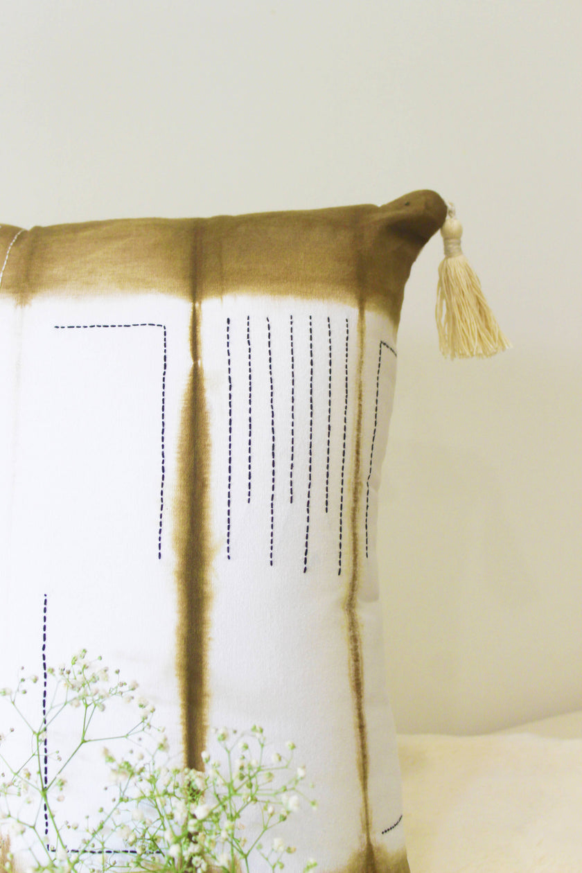 Euphoria Cotton Tie & Dye Pale Brown Throw Pillow