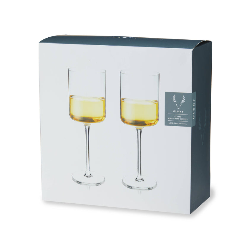 Laurel Crystal White Wine Glasses - Set of 2
