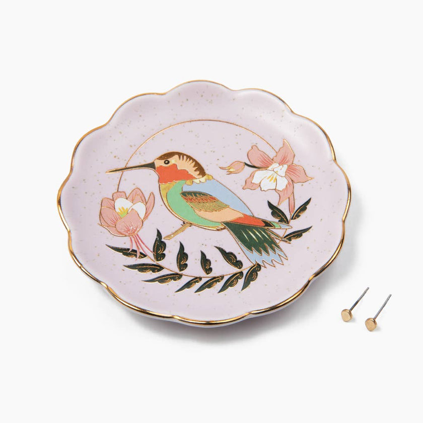 Hummingbird Jewelry Dish & Stud Earring Set