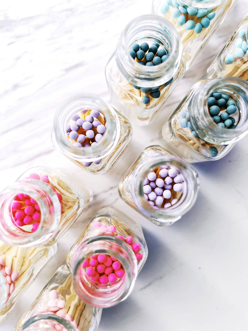 Colorful Wooden Matches In Little Glass Bottle 