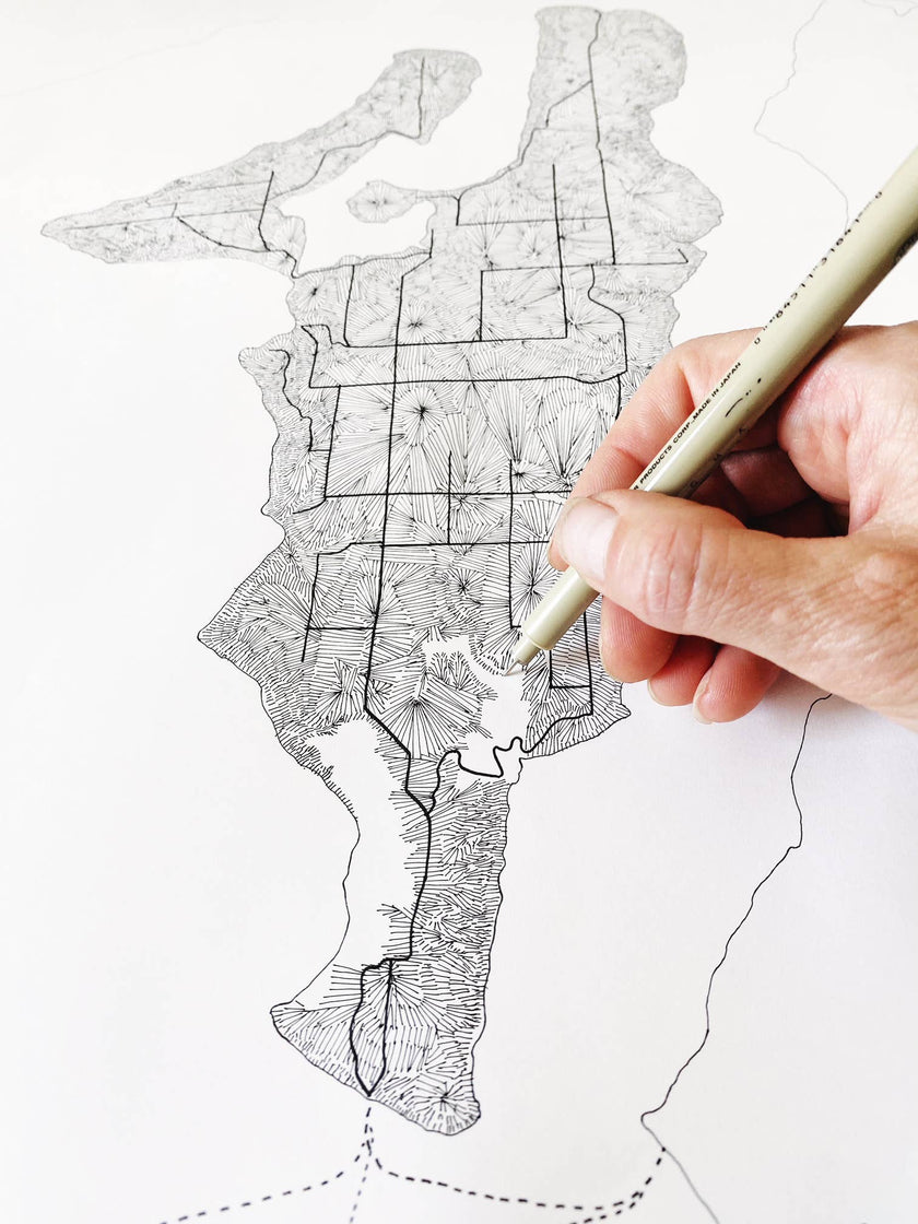 Vashon Blue Topo Map Postcard