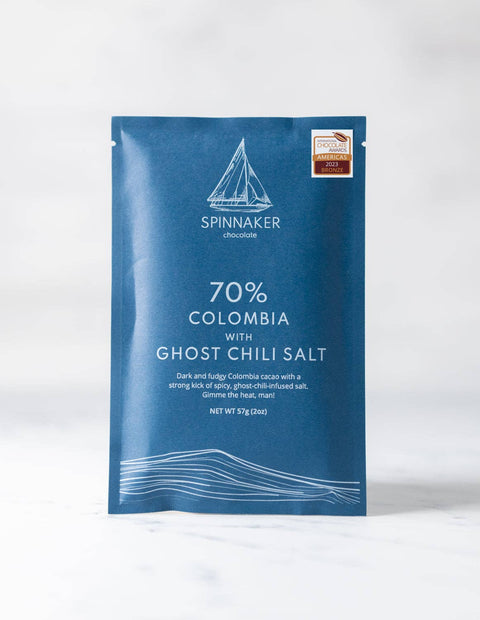 70% Colombia with Ghost Chili Salt Chocolate Bar