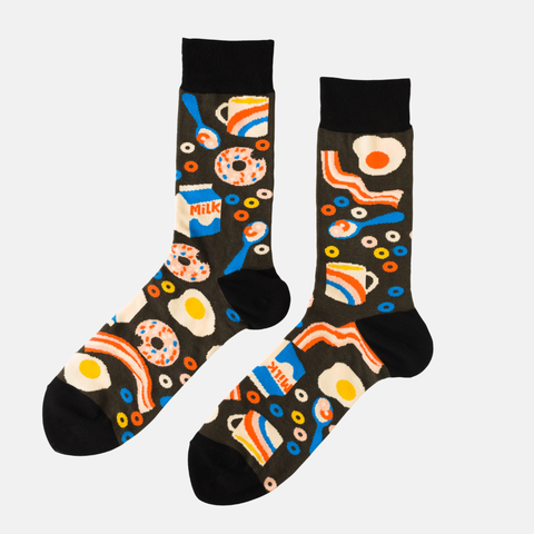 Breakfast - Large Crew Socks - Foodie Gift
