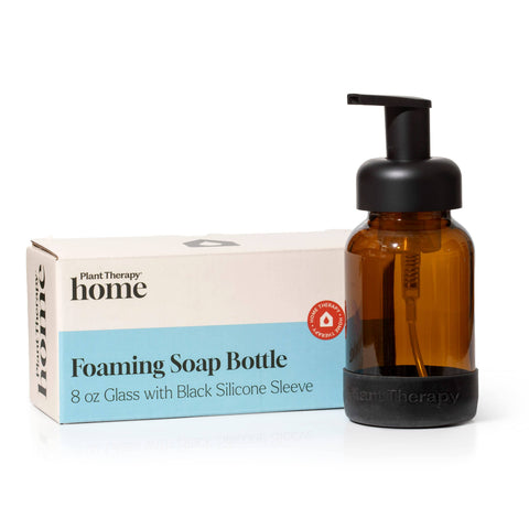Glass Foaming Bottle with Black Silicone Sleeve, 8 oz