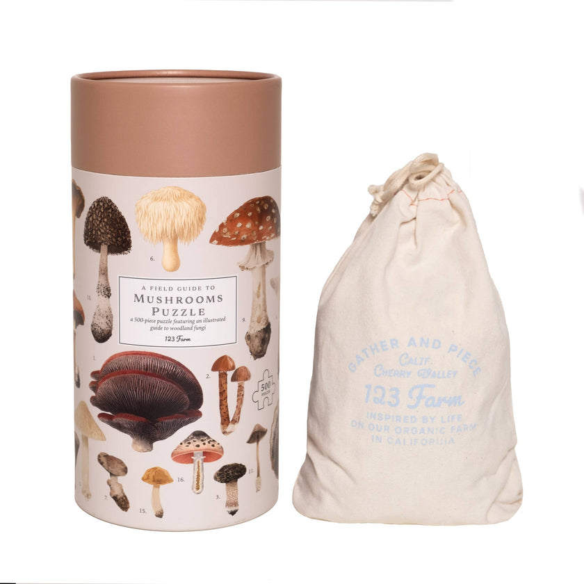 Mushrooms Puzzle – 500 Pc Tube with Vintage Illustrations