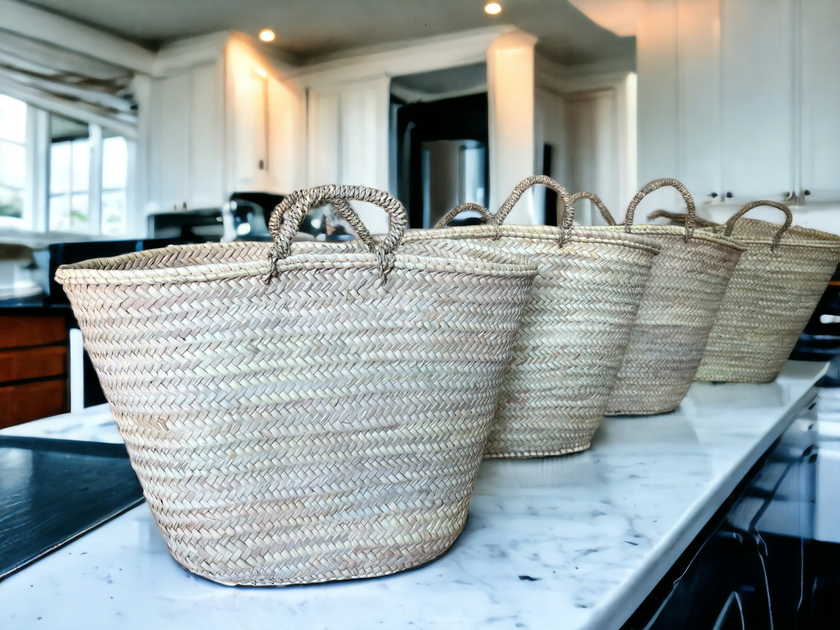 French straw shopping tote