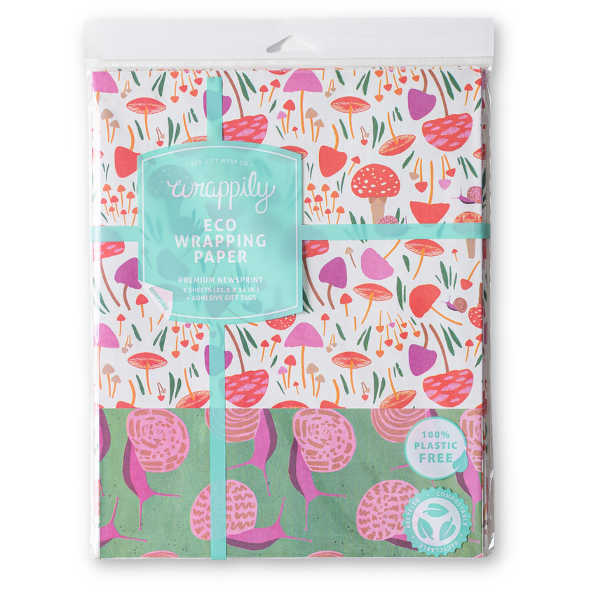 Mushrooms / Snails •  Double-sided wrapping paper
