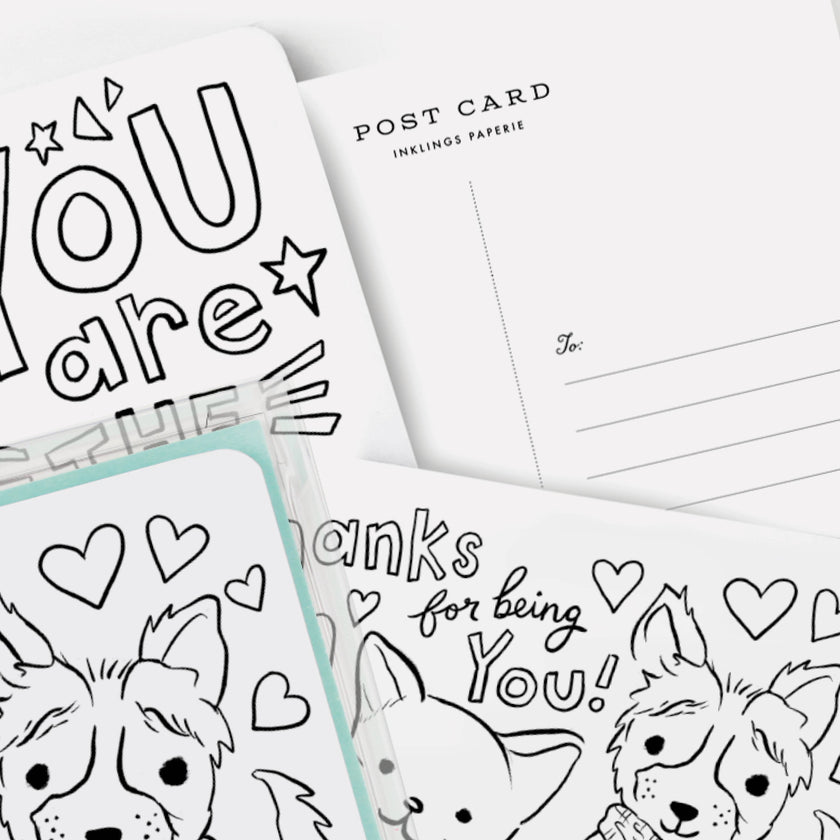 Color-In Postcard Kit - Kids Thank You