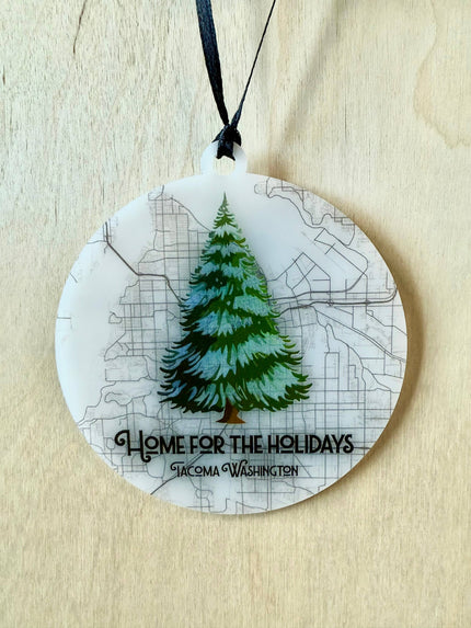 Home for the Holiday Tacoma Map Ornament 
