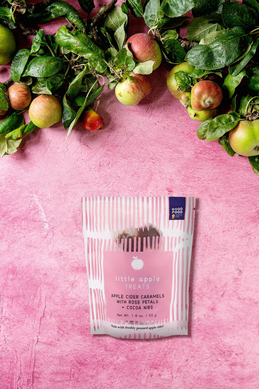 Rose Petals + Cocoa Nibs Apple Cider Caramel Treats