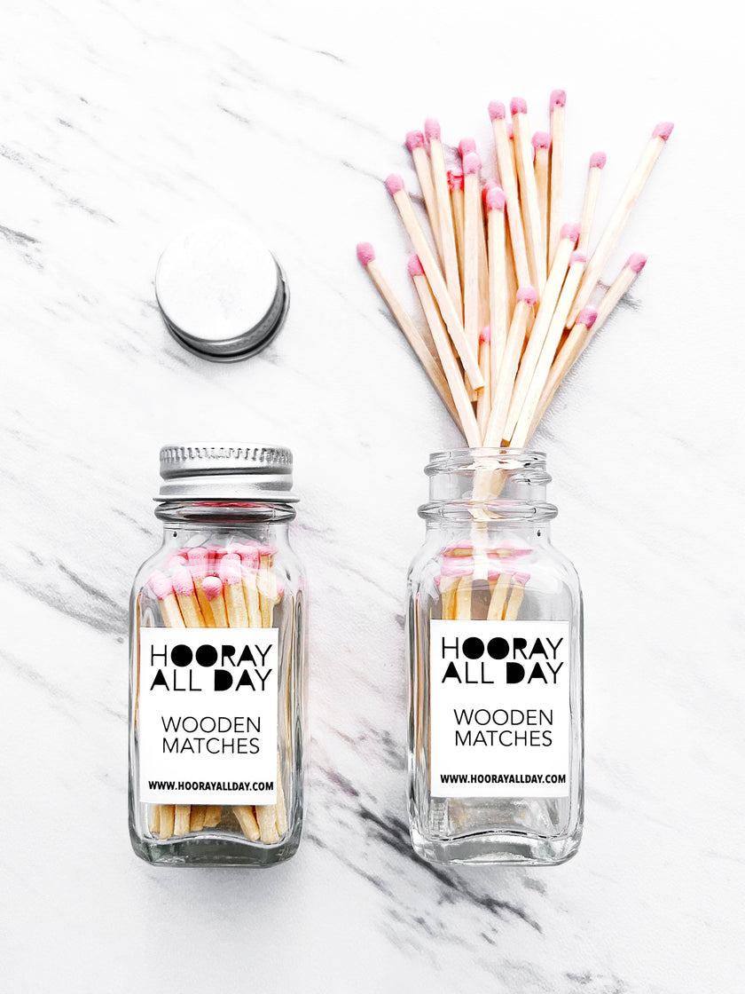 Colorful Wooden Matches In Little Glass Bottle 