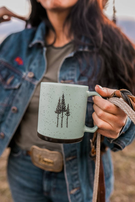 Rustic Three Tree Ceramic Mug Sage