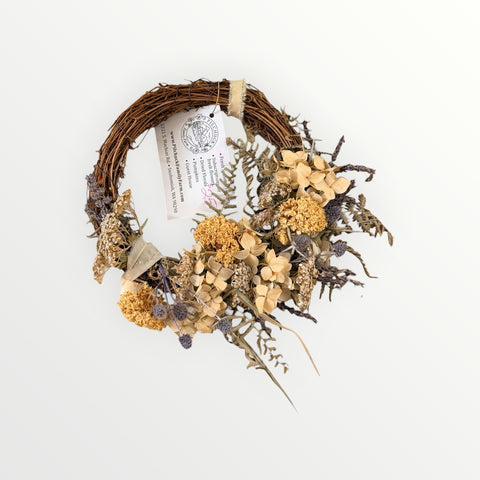 Dried Grapevine Wreath with Hydrangea + Lavender