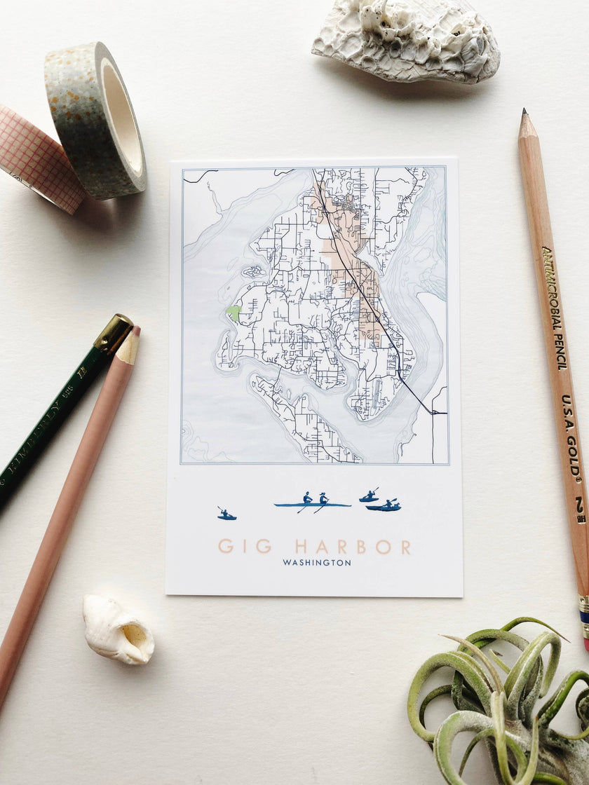 Gig Harbor Washington Topo Map Postcard