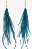 Ostrich Teal Feather Earrings