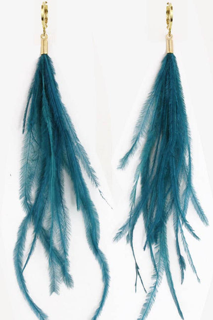 Ostrich Feather Earring Teal