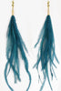 Ostrich Teal Feather Earrings