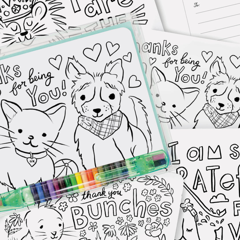 Color-In Postcard Kit - Kids Thank You